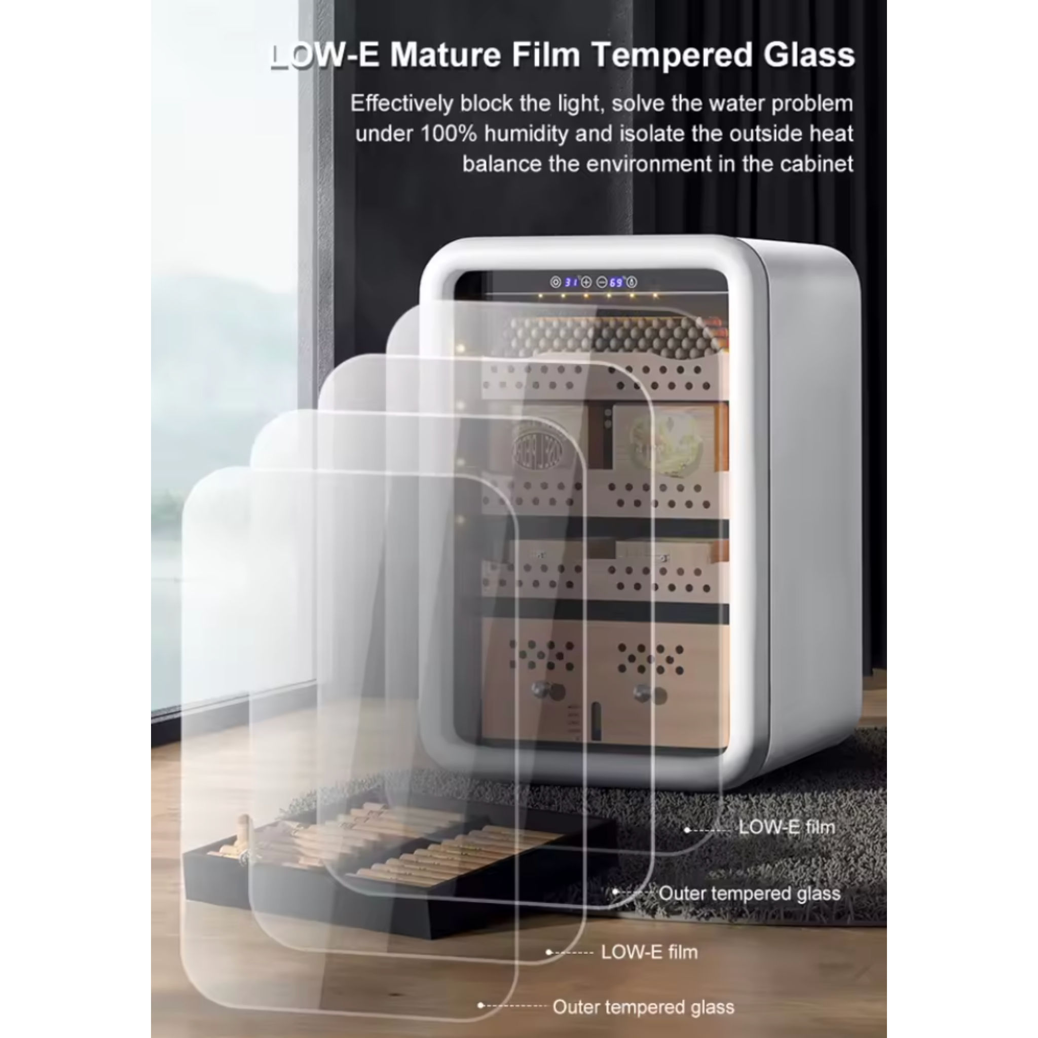 Nighthawk EmberGuard Smart Cigar Humidor Cabinet